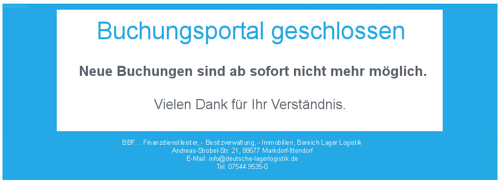 Buchungsportal geschlossen